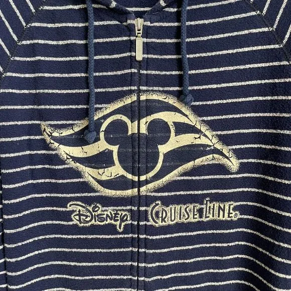 Disney Cruise Lines Blue Striped Terry Knit Full Zip Hoodie - Picture 5 of 8